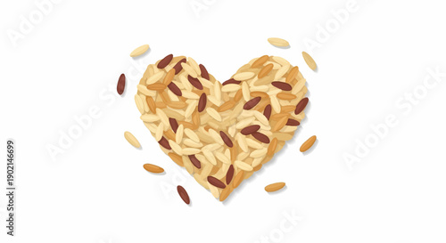Heart shape composed of different grains and seeds
