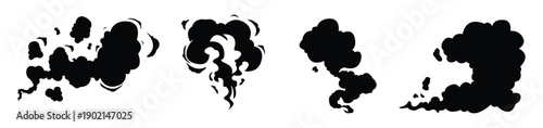 Smoke effects collection for comic design. Dynamic elements of flowing curves for action scenes.