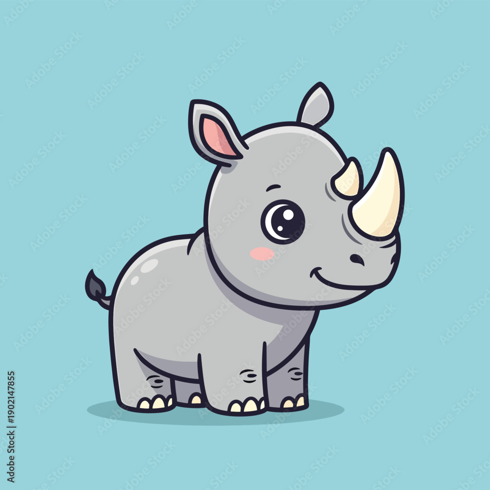 Fototapeta premium Adorable Cartoon Baby Rhinoceros