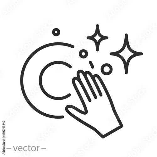 Hand wash dishes icon line vector