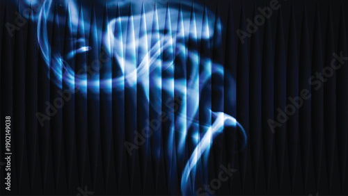 X-ray human body and head illustration with blue energy motion and smoke effects