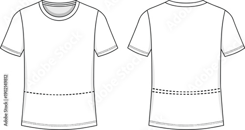 White T- Shirt with Short Sleeves and Double Stitching on Hem and Sleeves t-shirt