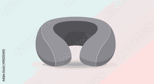 Gray travel pillow with curved support for neck comfort and rest