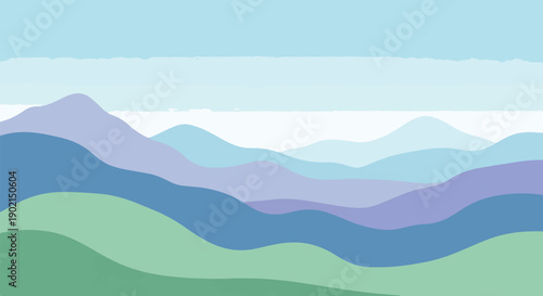 Gentle rolling hills under a pale sky