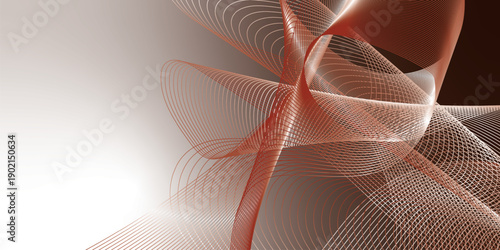 Abstract flowing wave background with smooth curved lines in warm brown and copper tones