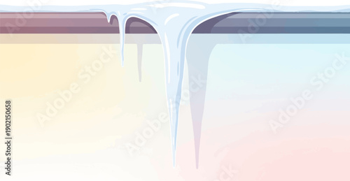 Icicles dripping from a ledge against a soft, gradient background