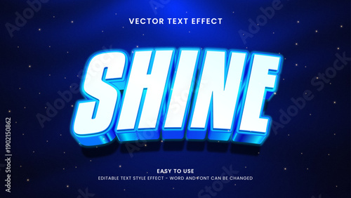 editable text effect shine 3d style premium vector