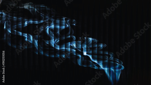 Abstract blue smoke energy technology background with glowing digital world motion pattern