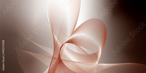 Abstract flowing wave background with smooth curved lines in warm brown and copper tones