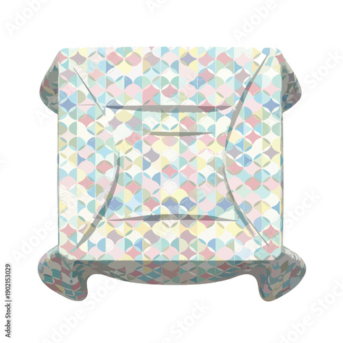 Colorful Fabric Armchair with Mosaic Pattern