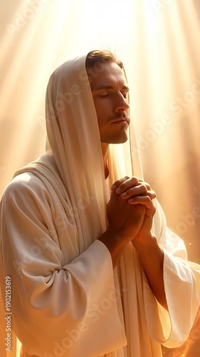 young man praying at the church