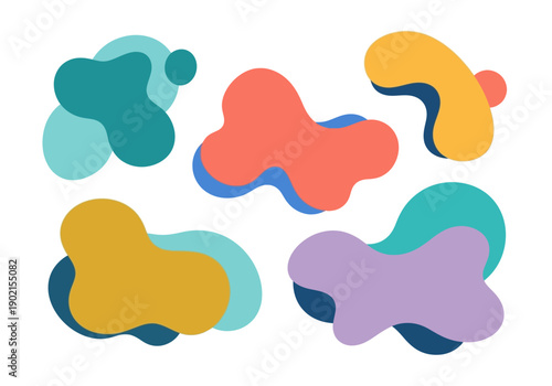 Vibrant Abstract Fluid Shapes Vector Illustration: Modern Organic Graphic Elements for Digital Backgrounds and Creative Projects