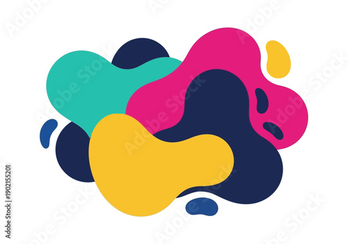 Dynamic graphic illustration of colorful flowing abstract shapes creating a vibrant modern background design element