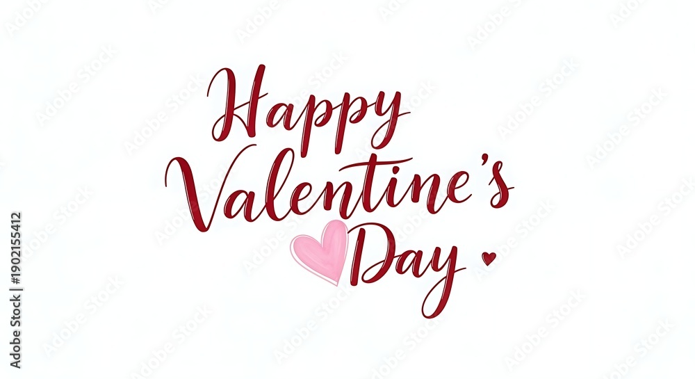 Fototapeta premium Happy Valentines Day greeting card with red text and pink heart