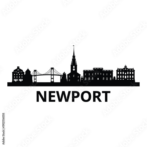 Newport rhode island skyline silhouette with prominent architectural features