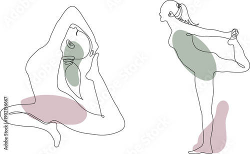 line art with soft, pastel abstract shapes. Perfect for wellness branding, yoga studio decor, social media graphics, and contemporary wall art.