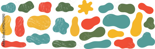 Abstract organic fluid shapes with colorful blobs in vector illustration style. Amorphous graphical forms and doodle elements isolated on white. Suitable for modern design projects, branding, posters,