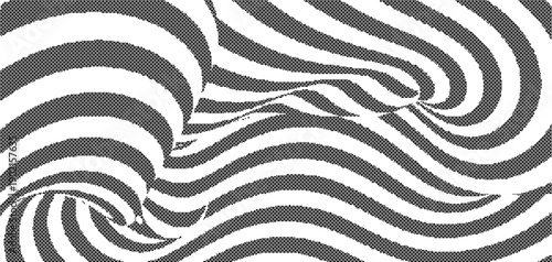 8-Bit Wavy Optical Illusion Background – Pixelated Black and White Abstract Pattern.