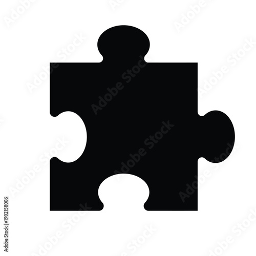 Puzzle Piece Silhouette Icon Symbolizing Solution and Connection Vector