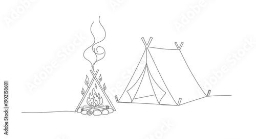 camping tent and campfire illustration