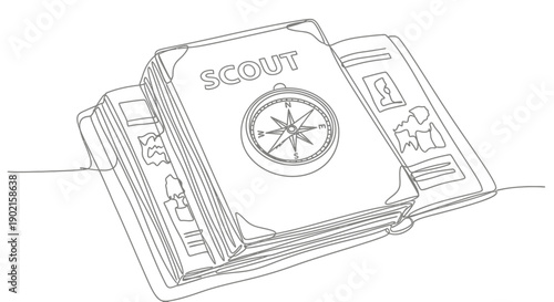 scout guide book with compass