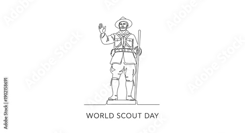 World Scout Day illustration with astronaut