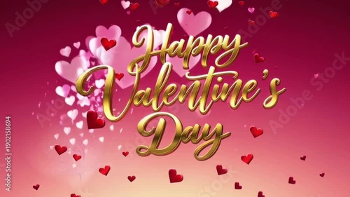 Animation of valentines day text over hearts
