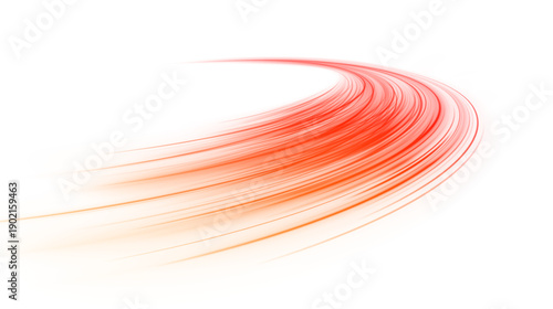 Speed and flame curve with luminous flare and beam. Abstract light space of fast blur, holographic lines, neon glow and digital energy.