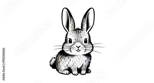 Cute bunny rabbit sketch illustration.