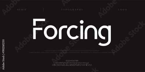 Forcing, Creative digital abstract modern alphabet fontsand numbers. Typography electronic digital game music future creative urban font design concept. vector illustraion
