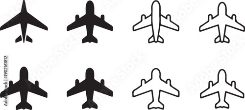 Airplane Icon Set Flight and Travel Vector Symbols