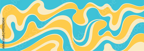 Groovy Psychedelic Wave Background. Retro 60s 70s Colorful Abstract Banner Design