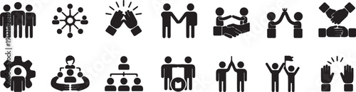 Business Teamwork Icon Vector Set Collaboration, Partnership, and Cooperation