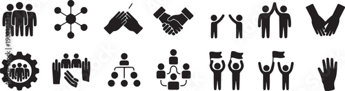 Business Teamwork Icon Vector Set Collaboration, Partnership, and Cooperation
