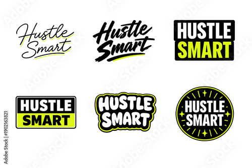 Creative hustle smart logos in dynamic typography designs