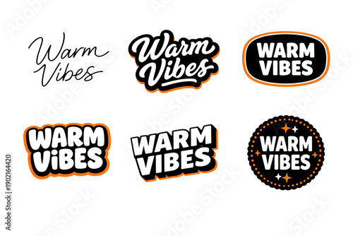 Warm vibes typography collection in various styles and designs