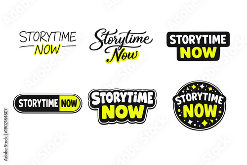 Storytime now typography variations with decorative elements