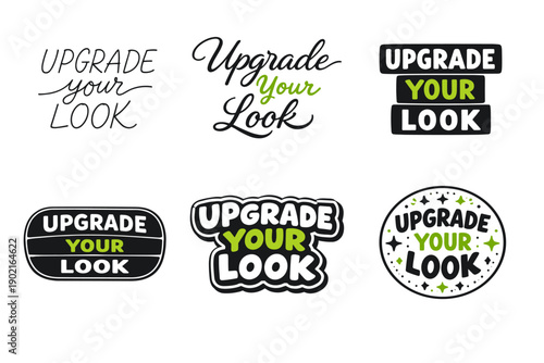 Stylish typography designs featuring 'upgrade your look' text