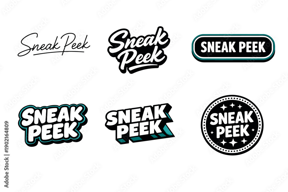 Obraz premium Various sneak peek designs in different typography styles