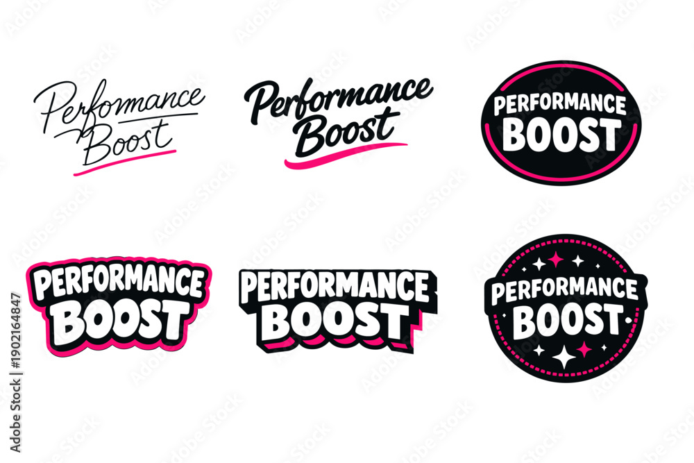 Obraz premium Performance boost logos collection: typography and design variations