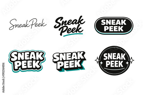 Creative sneak peek logo designs with various typography styles