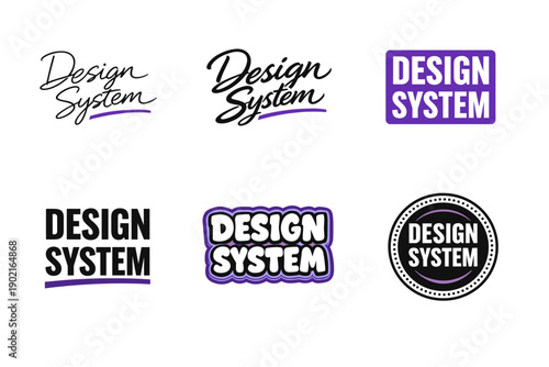 Design system logos collection in various styles and fonts