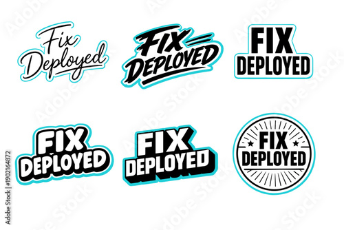 Fix deployed graphic design set with bold typography variations
