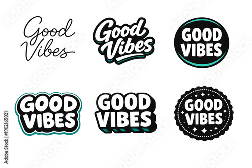 Good vibes text designs collection in various styles