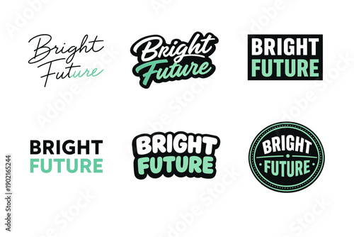 Bright future logos collection in various typography styles