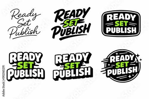 Ready set publish variations: bold typography designs in black and green