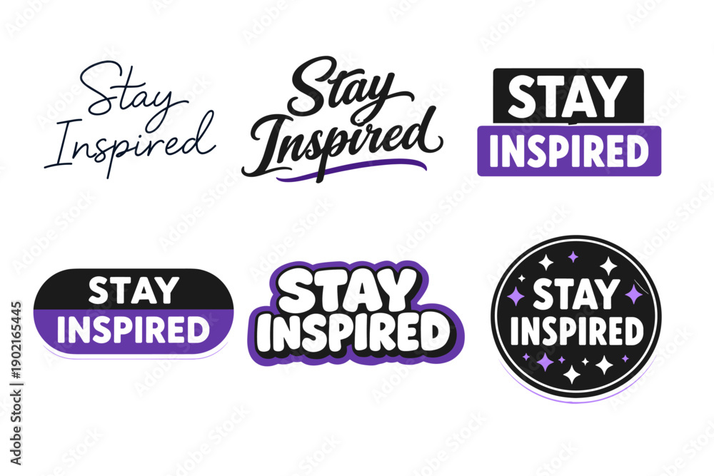 Naklejka premium Stay inspired: motivational typography designs in various styles