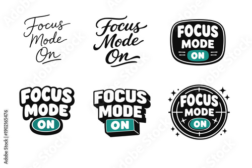 Focus mode on text designs in various styles and bold fonts