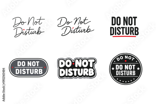 Do not disturb signs in various modern fonts and styles