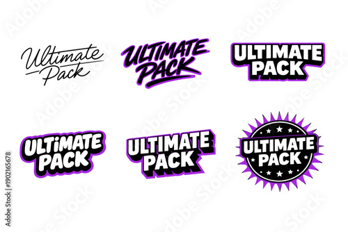 Bold ultimate pack logos in various modern typography designs